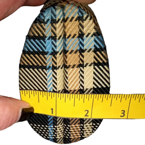 Rare Vintage Minaudière Snap Close Hard Body Bag: Blue, Black, Gold, Tan Plaid - Picture 6 of 12